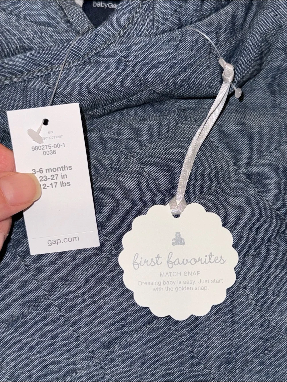 Baby Gap First Favorites Quilted Bunting Snowsuit Blue Hooded 3-6 Months NWT